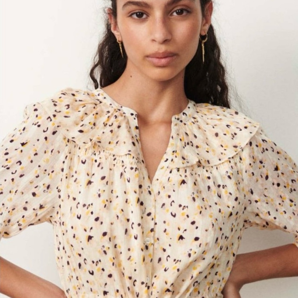 ba&sh Floral Midi Dress in Cream and Black - Picture 10 of 14